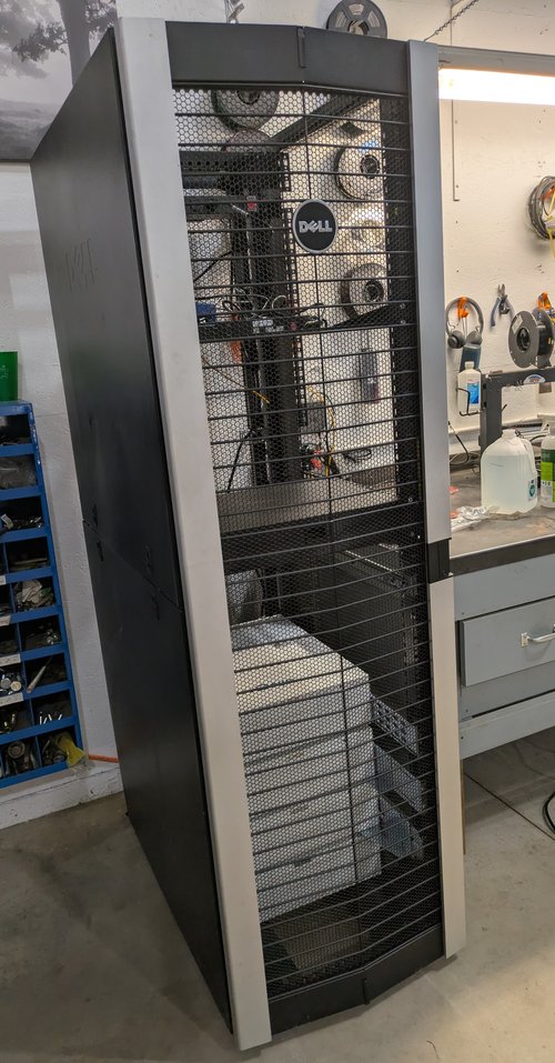 Rack with batteries mounted